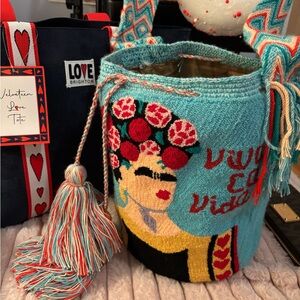Artisan Turquoise and Red Shoulder Bag